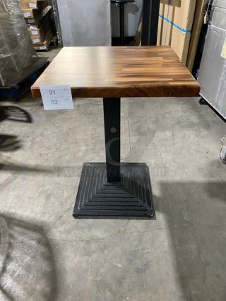 WOW! NEW IN THE BOX! Square 24 x 24 Inch BUTCHER BLOCK Style Dining Table! 1.5 Inch Thick! With Metal Base!