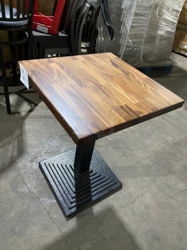 WOW! NEW IN THE BOX! Square 24 x 24 Inch BUTCHER BLOCK Style Dining Table! 1.5 Inch Thick! With Metal Base! - Image 2 of 11