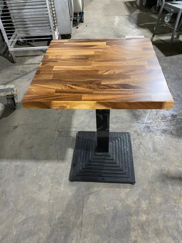 WOW! NEW IN THE BOX! Square 24 x 24 Inch BUTCHER BLOCK Style Dining Table! 1.5 Inch Thick! With Metal Base! - Image 4 of 11