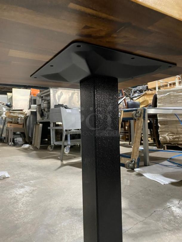WOW! NEW IN THE BOX! Square 24 x 24 Inch BUTCHER BLOCK Style Dining Table! 1.5 Inch Thick! With Metal Base! - Image 8 of 11