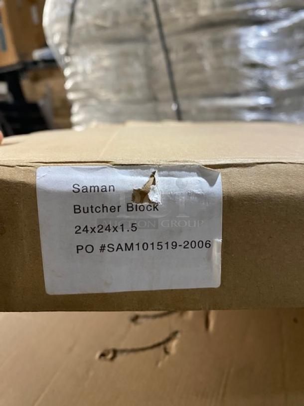 WOW! NEW IN THE BOX! Square 24 x 24 Inch BUTCHER BLOCK Style Dining Table! 1.5 Inch Thick! With Metal Base! - Image 9 of 11