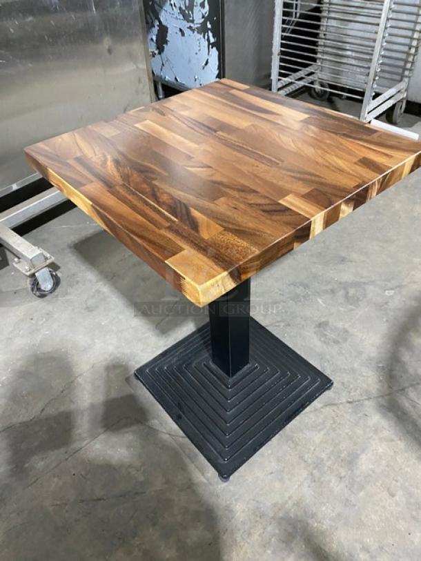 WOW! NEW IN THE BOX! Square 24 x 24 Inch BUTCHER BLOCK Style Dining Table! 1.5 Inch Thick! With Metal Base! - Image 3 of 11