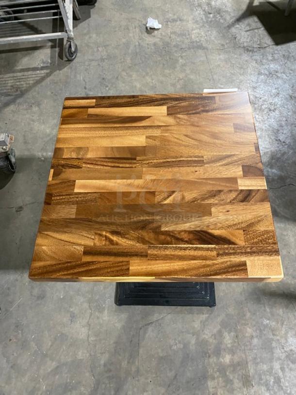 WOW! NEW IN THE BOX! Square 24 x 24 Inch BUTCHER BLOCK Style Dining Table! 1.5 Inch Thick! With Metal Base! - Image 5 of 11