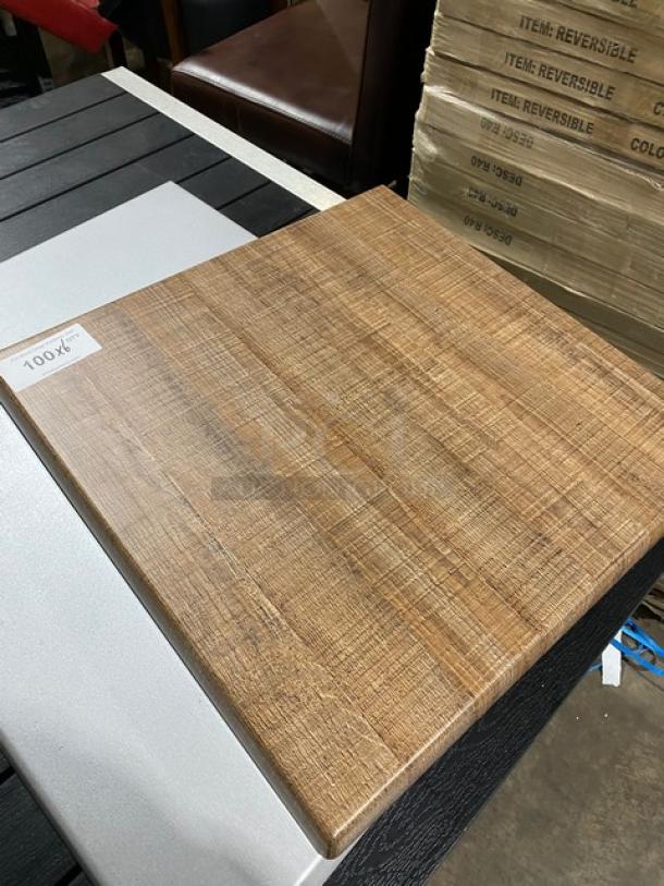 NICE! Werzalit Assorted Square Table Tops! Wooden Style & Elegant Gray! 6 X Your Bid! - Image 3 of 11