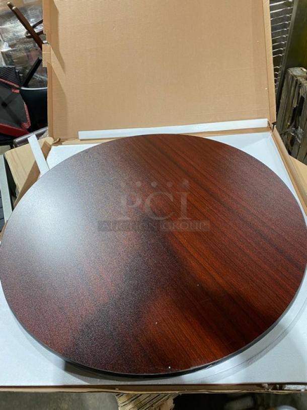 BEAUTIFUL! NEW IN THE BOX! Round Reversible Dining Table Top! Has Wooden Style on One Side & a Sleek Black Finish On the Other! 5 X Your Bid! - Image 1 of 4