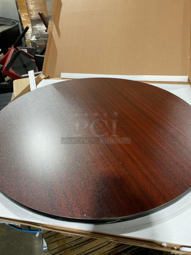 BEAUTIFUL! NEW IN THE BOX! Round Reversible Dining Table Top! Has Wooden Style on One Side & a Sleek Black Finish On the Other! 3 X Your Bid! - Image 2 of 4