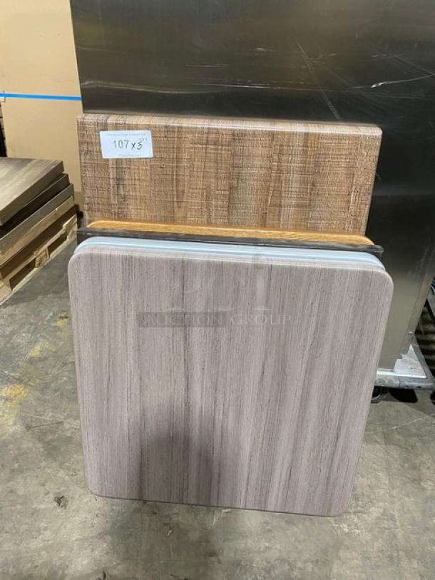 GREAT! Assorted Square Wooden Style Dining Table Tops! 5 X Your Bid! - Image 1 of 8