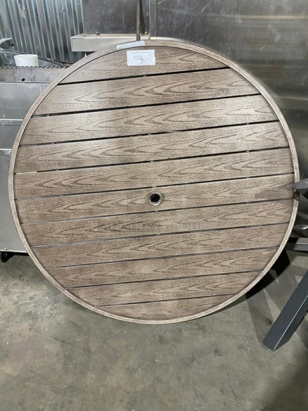 SWEET! Round Wooden Style Slats Dining Table! With Base! For Indoor/Outdoor Use! - Image 1 of 7