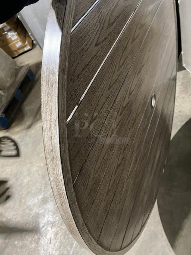 SWEET! Round Wooden Style Slats Dining Table! With Base! For Indoor/Outdoor Use! - Image 4 of 7