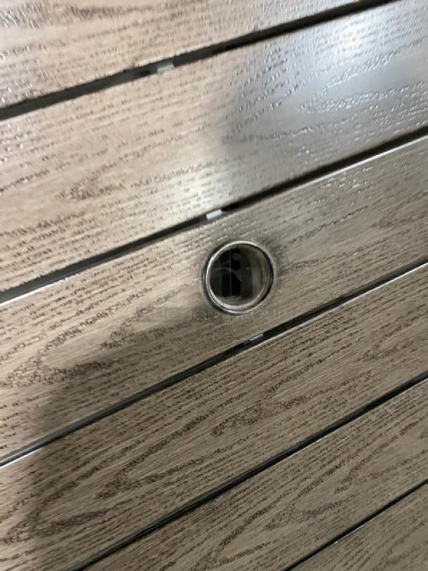 SWEET! Round Wooden Style Slats Dining Table! With Base! For Indoor/Outdoor Use! - Image 5 of 7