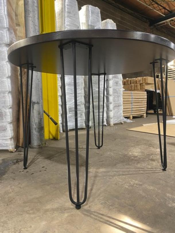 Brand New! Red Oak 42 Inch Round 1.5" Thick BUTCHER BLOCK Style Walnut Finish Dining Table! On Heavy Duty Metal Legs! - Image 5 of 8