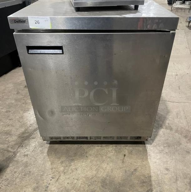 Delfield Commercial Single Door Refrigerated Lowboy/Worktop Cooler! With Low Backsplash! All Stainless Steel! With Poly Coated Rack! On Casters! 115V 1 Phase! Model: ST4432N SN: 1110152000430! - Image 1 of 8