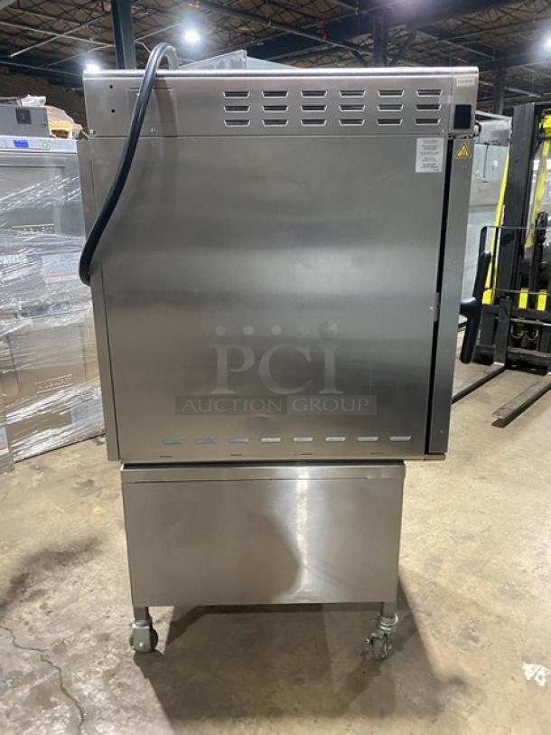 SWEET! LATE MODEL! 2021 Alto Shaam Commercial Electric Powered Half Size Multi-Cook Oven! With 4 Cooking Chamber Zones! With Individual Controls!  On Enclosed Storage Stand With Pan Holding Rack Built In! All Stainless Steel! With Metal Oven Racks! On Casters! 208-240V 3 Phase! Model: VMC-H4H SN: 2876781-000! Working When Removed! - Image 2 of 10