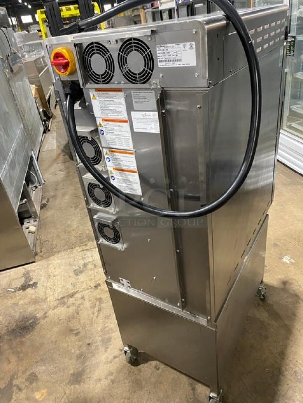 SWEET! LATE MODEL! 2021 Alto Shaam Commercial Electric Powered Half Size Multi-Cook Oven! With 4 Cooking Chamber Zones! With Individual Controls!  On Enclosed Storage Stand With Pan Holding Rack Built In! All Stainless Steel! With Metal Oven Racks! On Casters! 208-240V 3 Phase! Model: VMC-H4H SN: 2876781-000! Working When Removed! - Image 3 of 10