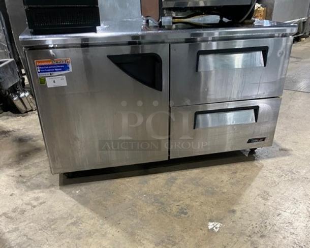 Turbo Air Commercial Refrigerated Single Door/Double Drawer Lowboy/Worktop Cooler! All Stainless Steel! On Casters! 115V! Model: TUR-60SD-D2! - Image 1 of 8