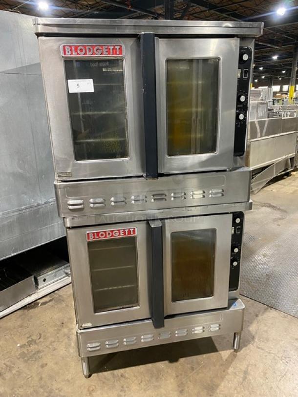 Nice! Blodgett Commercial Natural Gas Powered Double Stacked Convection Oven! All Stainless Steel! With Metal Oven Racks! On Legs! SN: 021601RA025Z! 2X Your Bid Makes One Unit! - Image 1 of 11