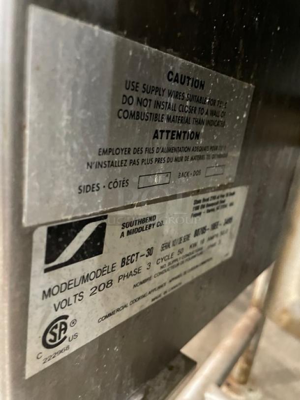 SouthBend Commercial Electric Powered Tilted Braising Pan/Ultra Tilt Skillet! All Stainless Steel! On Legs! 208V 3 Phase! Model: BECT-30! Working When Removed! - Image 8 of 9