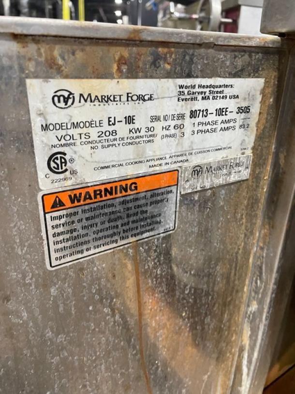 Market Forge Commercial Electric Powered Double Stacked Convection Steam Cooker!  All Stainless Steel! With Built In Pan Racks! On Legs! 208V 3 Phase! Model: EJ-10E SN: 80713-10EE-3505! Working When Removed! - Image 8 of 9