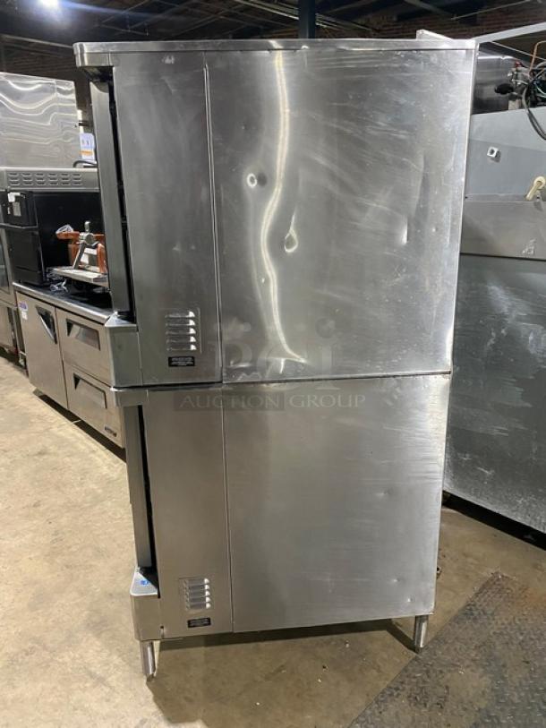 Nice! Blodgett Commercial Natural Gas Powered Double Stacked Convection Oven! All Stainless Steel! With Metal Oven Racks! On Legs! SN: 021601RA025Z! 2X Your Bid Makes One Unit! - Image 3 of 11