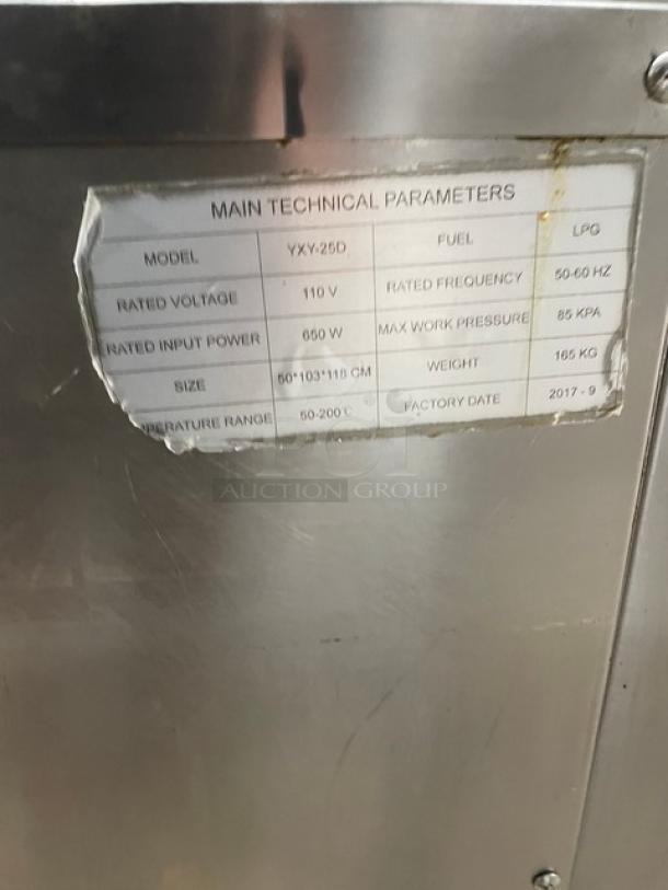 All Stainless Steel Commercial Liquid Propane Gas Powered Pressure Fryer! With Digital Menu Panel! With Built-in Oil Filter System & Oil Pump! With Frying Basket! All Stainless Steel! On Casters! 110V! Model: YXY-25D! - Image 9 of 10