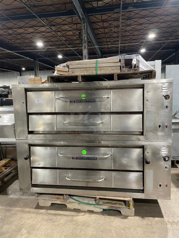 Bari Commercial Natural Gas Powered Double Stacked 6 Pie Pizza Baking Oven! All Stainless Steel! With Pizza Stones! With Legs! 2X Your Bid Makes One Unit! - Image 1 of 14