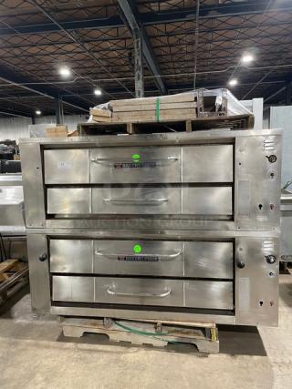 Bari Commercial Natural Gas Powered Double Stacked 6 Pie Pizza Baking Oven! All Stainless Steel! With Pizza Stones! With Legs! 2X Your Bid Makes One Unit!