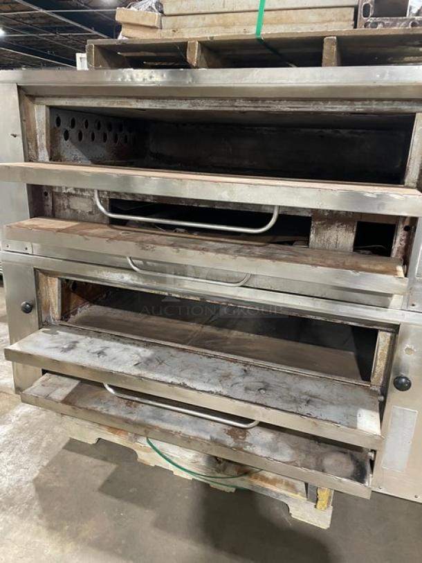 Bari Commercial Natural Gas Powered Double Stacked 6 Pie Pizza Baking Oven! All Stainless Steel! With Pizza Stones! With Legs! 2X Your Bid Makes One Unit! - Image 7 of 14