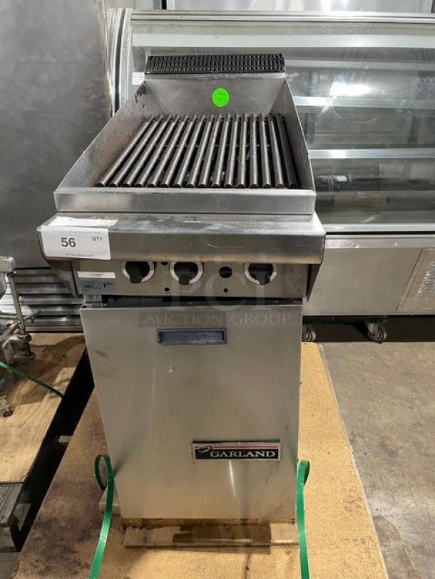 Garland Commercial Natural Gas Powered Floor Style Briquette Char Broiler! With Storage Base Underneath! All Stainless Steel! On Casters! Model: M17B! Working When Removed! - Image 1 of 9