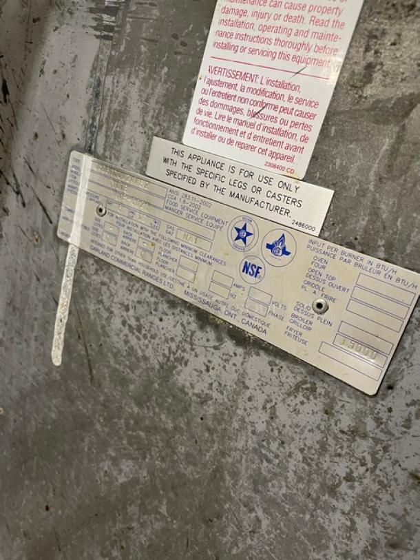 Garland Commercial Natural Gas Powered Floor Style Briquette Char Broiler! With Storage Base Underneath! All Stainless Steel! On Casters! Model: M17B! Working When Removed! - Image 8 of 9