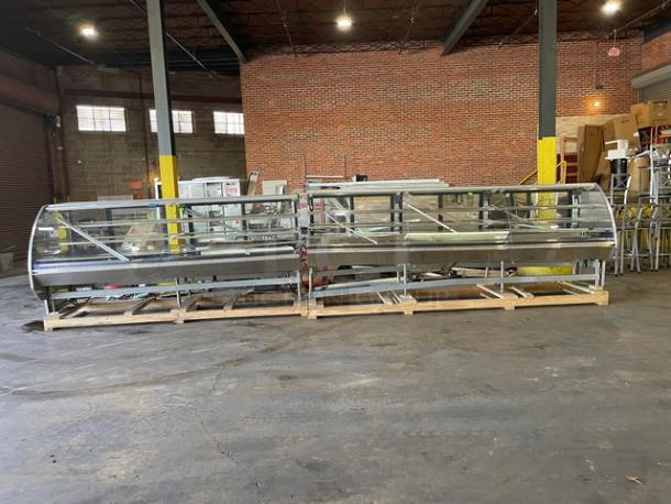 Hussmann Commercial Refrigerated Multi-Deck Meat/Deli Display Case Merchandiser! All Stainless Steel! With Tempered, Non-Glare, Lift-Up Curved Front Glass! With Large Glass Sliding Rear Doors! With LED Lights!  120/208/240V 1 Phase! Model: Q3-BC SN: 1031106201390894 / SN: 1031106201390893! Remote Compressor/No Compressor! - Image 2 of 13