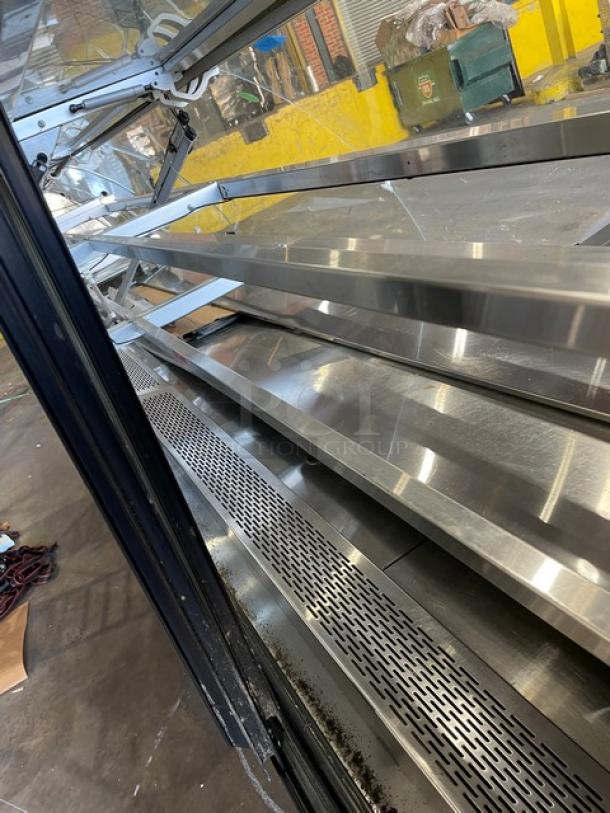Hussmann Commercial Refrigerated Multi-Deck Meat/Deli Display Case Merchandiser! All Stainless Steel! With Tempered, Non-Glare, Lift-Up Curved Front Glass! With Large Glass Sliding Rear Doors! With LED Lights!  120/208/240V 1 Phase! Model: Q3-BC SN: 1031106201390894 / SN: 1031106201390893! Remote Compressor/No Compressor! - Image 6 of 13
