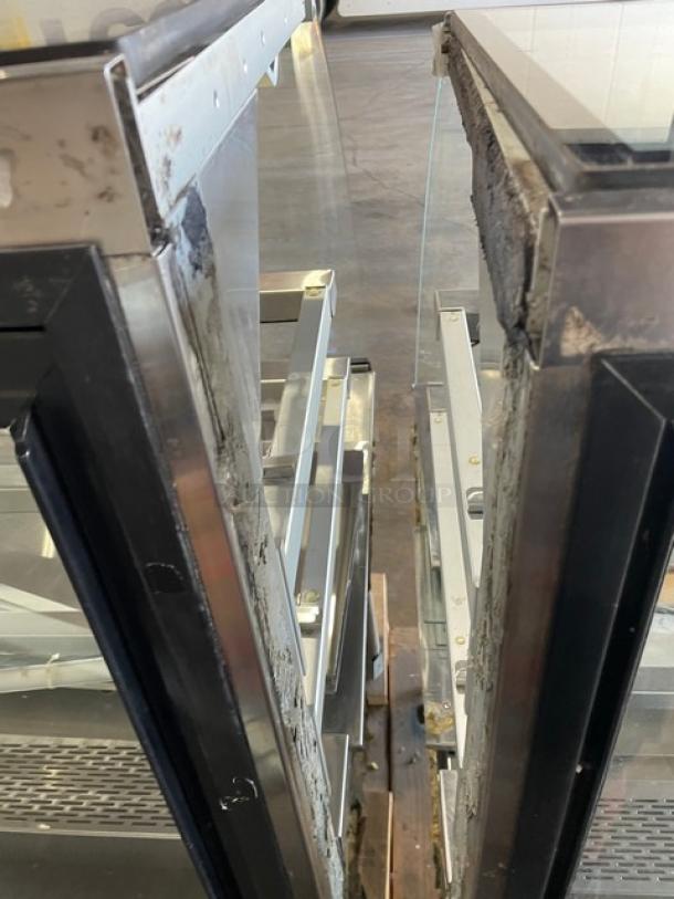 Hussmann Commercial Refrigerated Multi-Deck Meat/Deli Display Case Merchandiser! All Stainless Steel! With Tempered, Non-Glare, Lift-Up Curved Front Glass! With Large Glass Sliding Rear Doors! With LED Lights!  120/208/240V 1 Phase! Model: Q3-BC SN: 1031106201390894 / SN: 1031106201390893! Remote Compressor/No Compressor! - Image 11 of 13