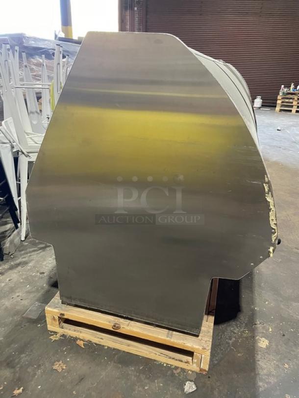 Hussmann Commercial Refrigerated Multi-Deck Meat/Deli Display Case Merchandiser! All Stainless Steel! With Tempered, Non-Glare, Lift-Up Curved Front Glass! With Large Glass Sliding Rear Doors! With LED Lights!  120/208/240V 1 Phase! Model: Q3-BC SN: 1031106201390895 / SN: 1031106201390896! Remote Compressor/No Compressor! 2X Your Bid Makes One Unit! - Image 2 of 11