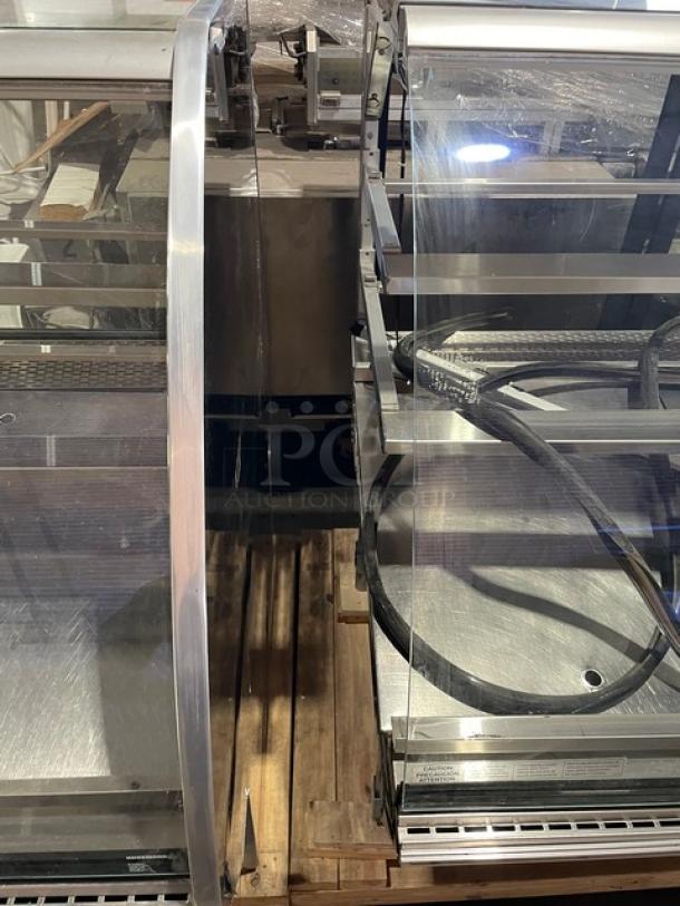 Hussmann Commercial Refrigerated Multi-Deck Meat/Deli Display Case Merchandiser! All Stainless Steel! With Tempered, Non-Glare, Lift-Up Curved Front Glass! With Large Glass Sliding Rear Doors! With LED Lights!  120/208/240V 1 Phase! Model: Q3-BC SN: 1031106201390895 / SN: 1031106201390896! Remote Compressor/No Compressor! 2X Your Bid Makes One Unit! - Image 7 of 11