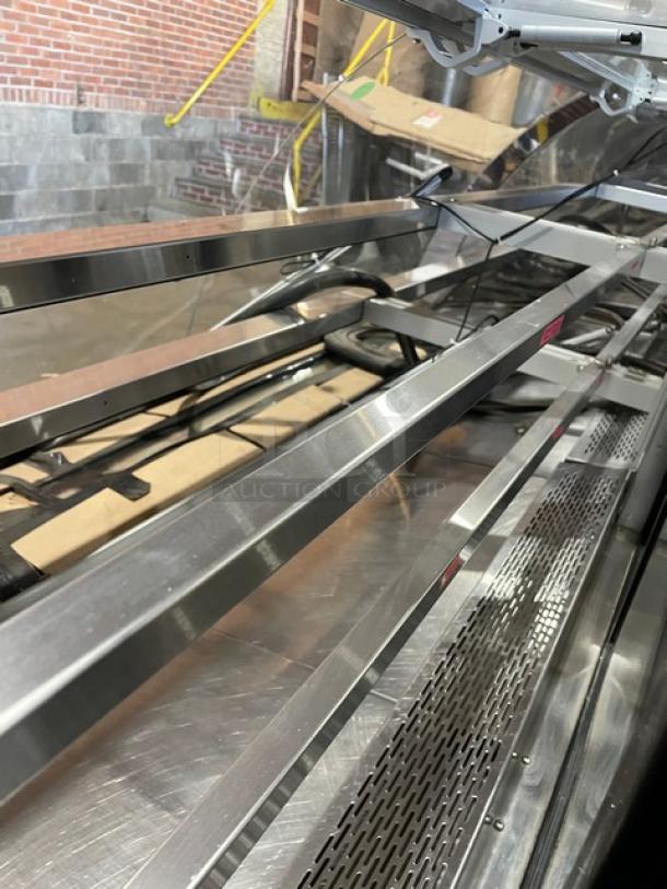 Hussmann Commercial Refrigerated Multi-Deck Meat/Deli Display Case Merchandiser! All Stainless Steel! With Tempered, Non-Glare, Lift-Up Curved Front Glass! With Large Glass Sliding Rear Doors! With LED Lights!  120/208/240V 1 Phase! Model: Q3-BC SN: 1031106201390895 / SN: 1031106201390896! Remote Compressor/No Compressor! 2X Your Bid Makes One Unit! - Image 9 of 11