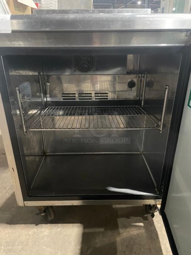 Turbo Air Commercial Refrigerated Single Door Lowboy/Worktop Cooler! With Back Splash! All Stainless Steel! With Metal Rack! On Casters! 115V! Model: TWR-28SD! - Image 5 of 8