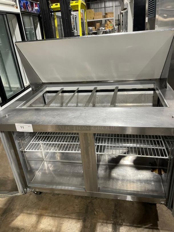 Universal Coolers Commercial Refrigerated Mega Top Salad/Sandwich Prep Table! With 2 Door Refrigerated Storage Underneath! All Stainless Steel!  With Poly Coated Racks! On Casters! 115V! Model: SC-48-BMI! - Image 5 of 9