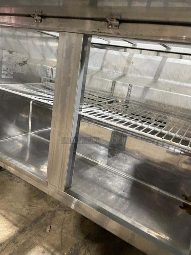 Universal Coolers Commercial Refrigerated Mega Top Salad/Sandwich Prep Table! With 2 Door Refrigerated Storage Underneath! All Stainless Steel!  With Poly Coated Racks! On Casters! 115V! Model: SC-48-BMI! - Image 7 of 9