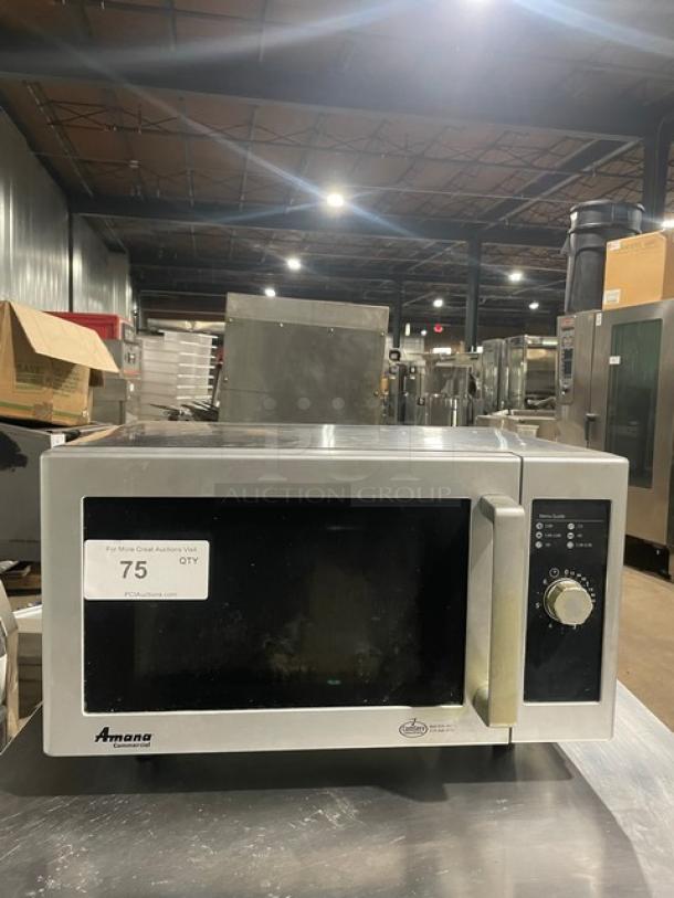 Amana Commercial Stainless Steel Countertop Microwave Oven! On Legs! 120V 1 Phase! Model: RMS10DS SN: 1607404313! - Image 1 of 8