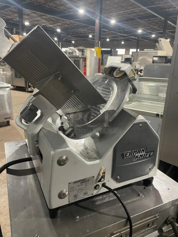 German Knife Commercial Countertop Meat Slicer! All Stainless Steel! On Legs! 115V 1 Phase! Model: GS-12M SN: 6BB-027! - Image 3 of 9
