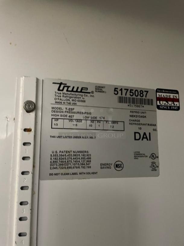 True Commercial Single Door Reach In Freezer! All Stainless Steel! With Poly Coated Racks! On Casters! 115V 1 Phase! Model: T-23F SN: 5175087! - Image 8 of 9