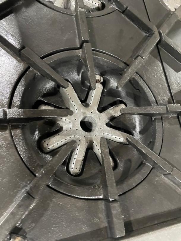 Garland Commercial Natural Gas Powered 6 Burner Range! With Full Sized Oven Underneath! With Back Splash & Overhead Salamander Shelf! All Stainless Steel! On Legs! - Image 6 of 9