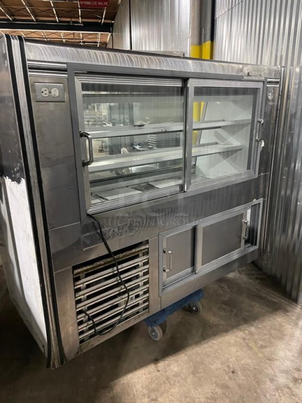 Mark Commercial Stainless Steel Refrigerated Slanted Glass Deli Display Case! With 2 Shelves! With Double Sliding Door Rear Access! With Sliding Door Refrigerated Storage Underneath! - Image 4 of 9