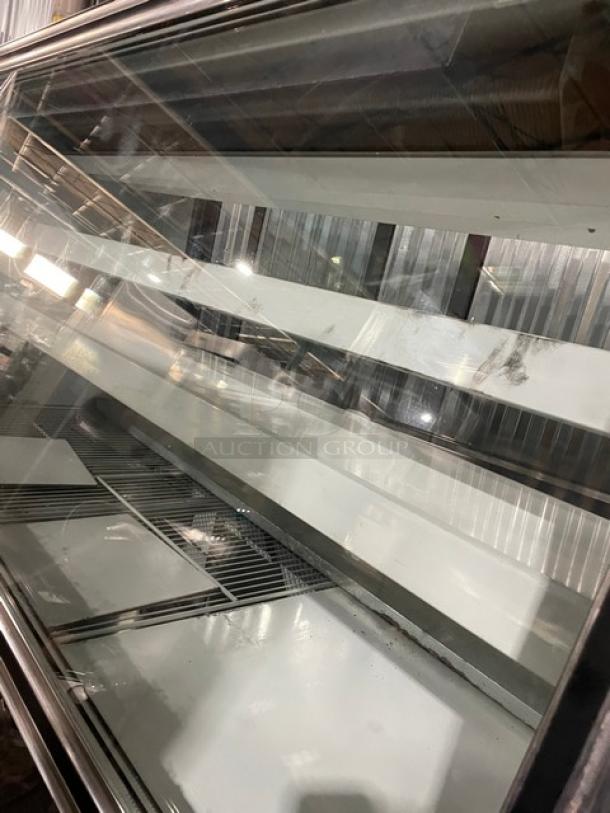 Mark Commercial Stainless Steel Refrigerated Slanted Glass Deli Display Case! With 2 Shelves! With Double Sliding Door Rear Access! With Sliding Door Refrigerated Storage Underneath! - Image 8 of 9