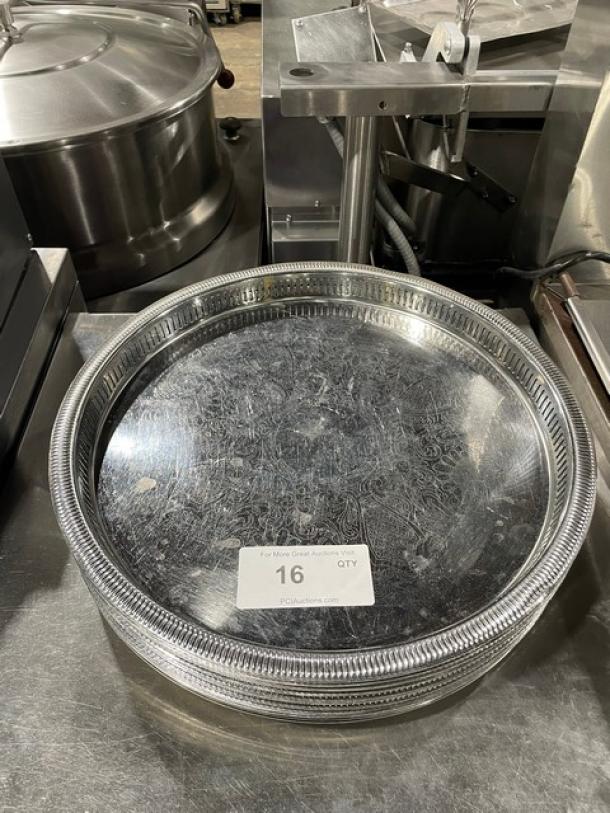 Lot Of Commercial Vintage Chrome Plated Serving Trays! All One Money! - Image 1 of 4