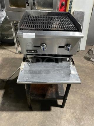 Patriot Commercial Natural Gas Powered Countertop Char Broiler! On Stand With Storage Shelf! All Stainless Steel! Model: FMECTG-24! Working When Removed!