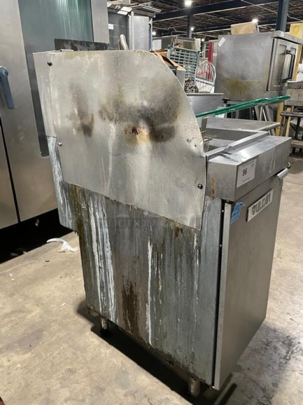 Vulcan Commercial Natural Gas Powered Floor Style Deep Fat Fryer! With Back Splash! All Stainless Steel! With 2 Frying Baskets! On Legs! Working When Removed! - Image 2 of 9