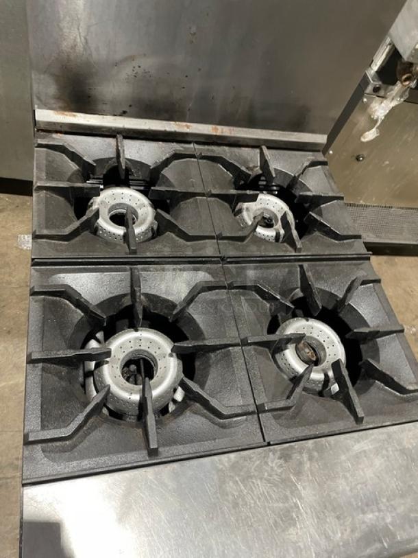 American Range Commercial Natural Gas Powered 4 Burner Stove! With Full Sized Oven Underneath! With Backsplash! All Stainless Steel!  With Metal Oven Rack! On Legs! - Image 5 of 9