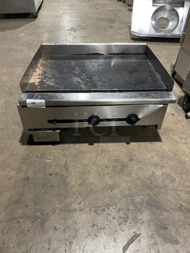 Commercial Natural Gas Powered Countertop Flat Griddle! All Stainless Steel! On Legs! Working When Removed! - Image 1 of 6