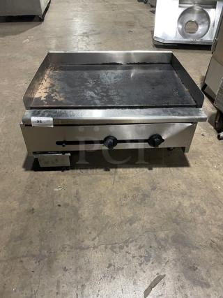 Commercial Natural Gas Powered Countertop Flat Griddle! All Stainless Steel! On Legs! Working When Removed!